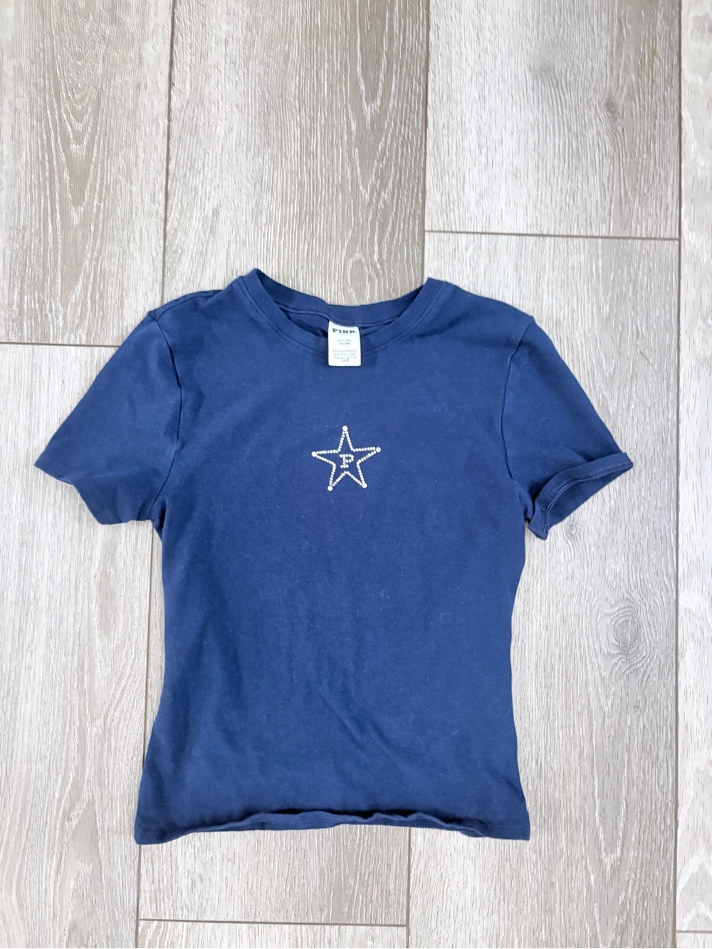 PINK Victoria's Secret Navy Tee with Rhinestone Star